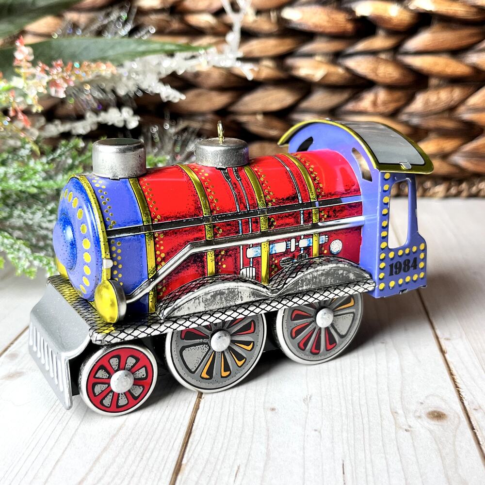 Vintage 1984 Hallmark Tin Locomotive Train Christmas Ornament Third in Series